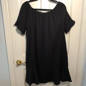 NWT LOFT Strapless Black Ruffle Dress